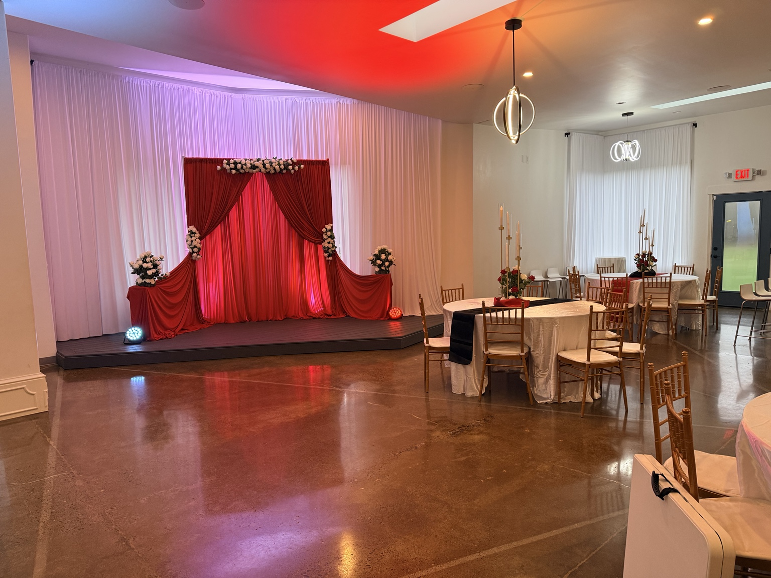 Red Backdrop with Uplighting