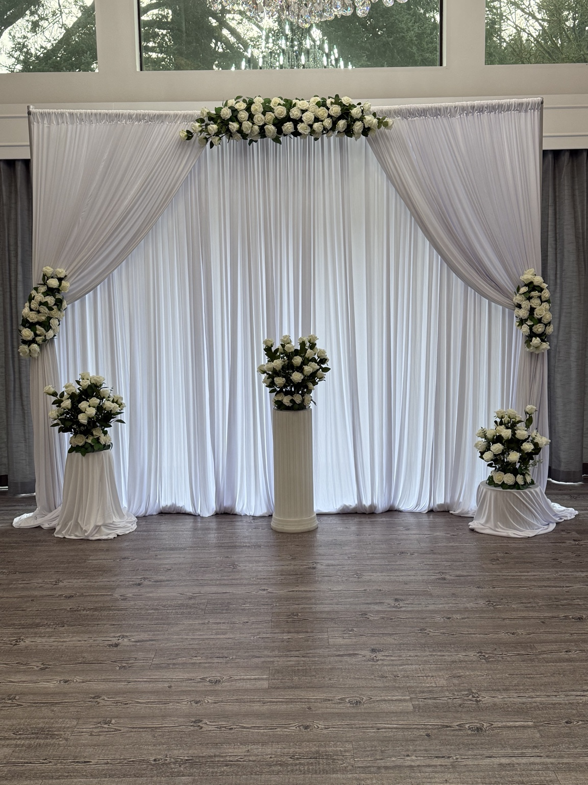 White Drape with Florals